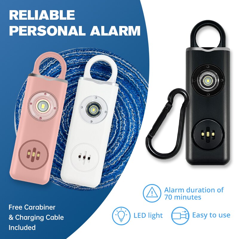 Personal Alarm Keychain - ไซเรน pengaman diri สำหรับผู้หญิง-130dB ไฟแฟลชและพวงกุญแจมี3สีป๊อป AF2004ป้องกันการโจรกรรมเพื่อขอความช่วยเหลือ