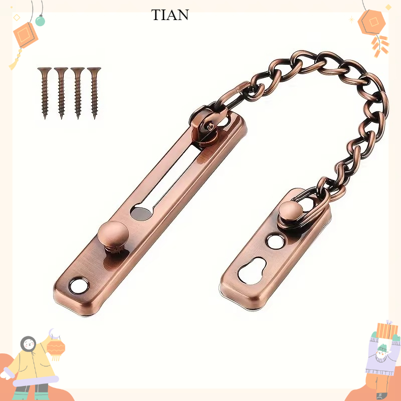 Security Chain Door - กุญแจสแตนเลสสตีล ทนทานต่อการเชื่อมต่อความร้อน โซ่ล็อคประตู โซ่ป้องกันความปลอดภัย สปริงกันขโมย กลอนแบบกด